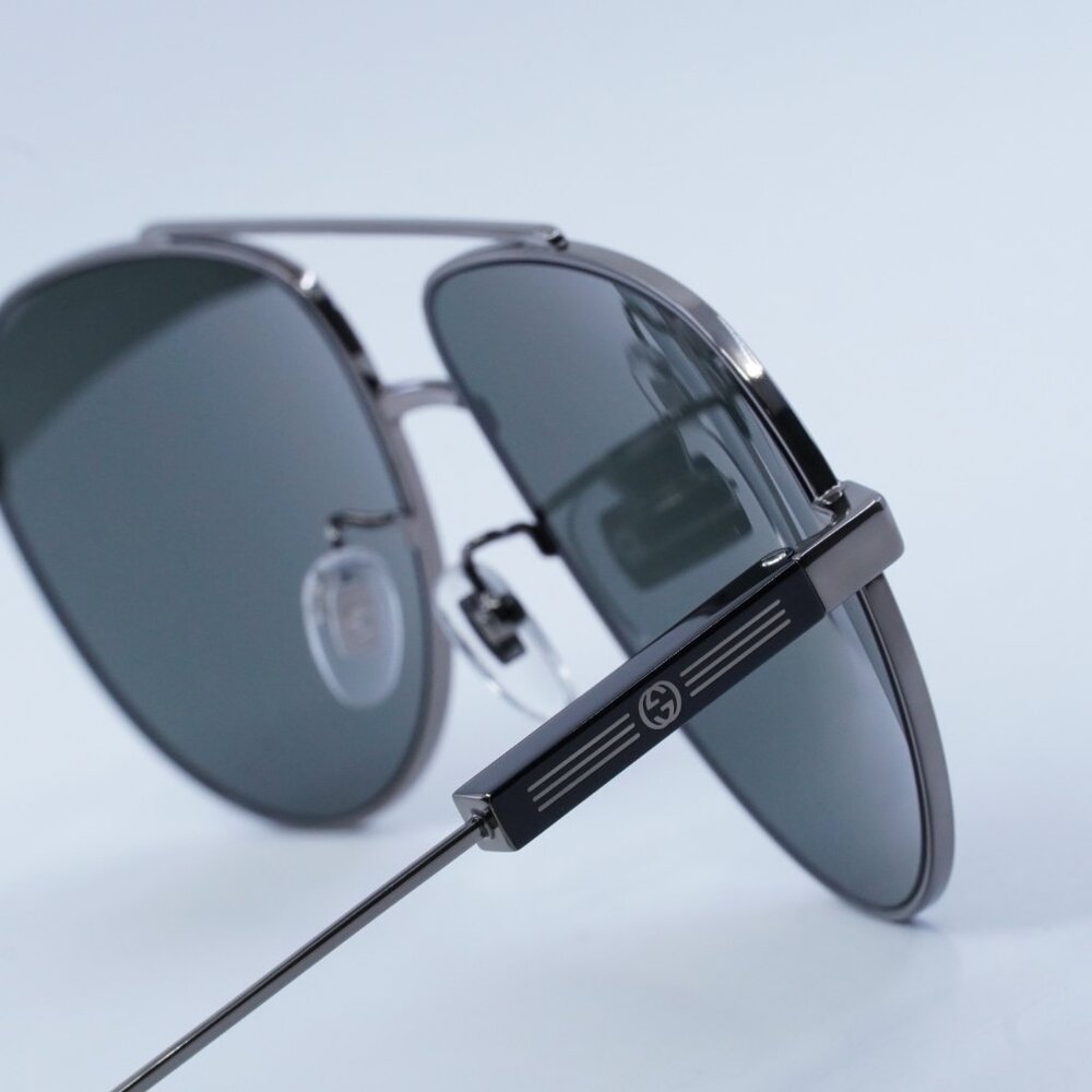 Gucci GG1311S 001 Sunglasses Ruthenium Aviator Frame - Picture 8 of 11